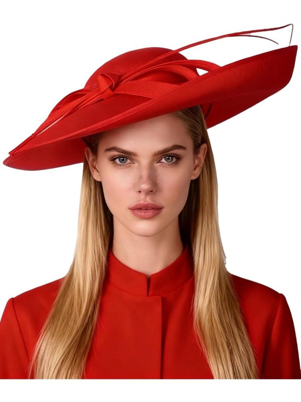 Elegant Wide Brim Fascinator Hat for Women - Kentucky Tea Party, Bow & Feather